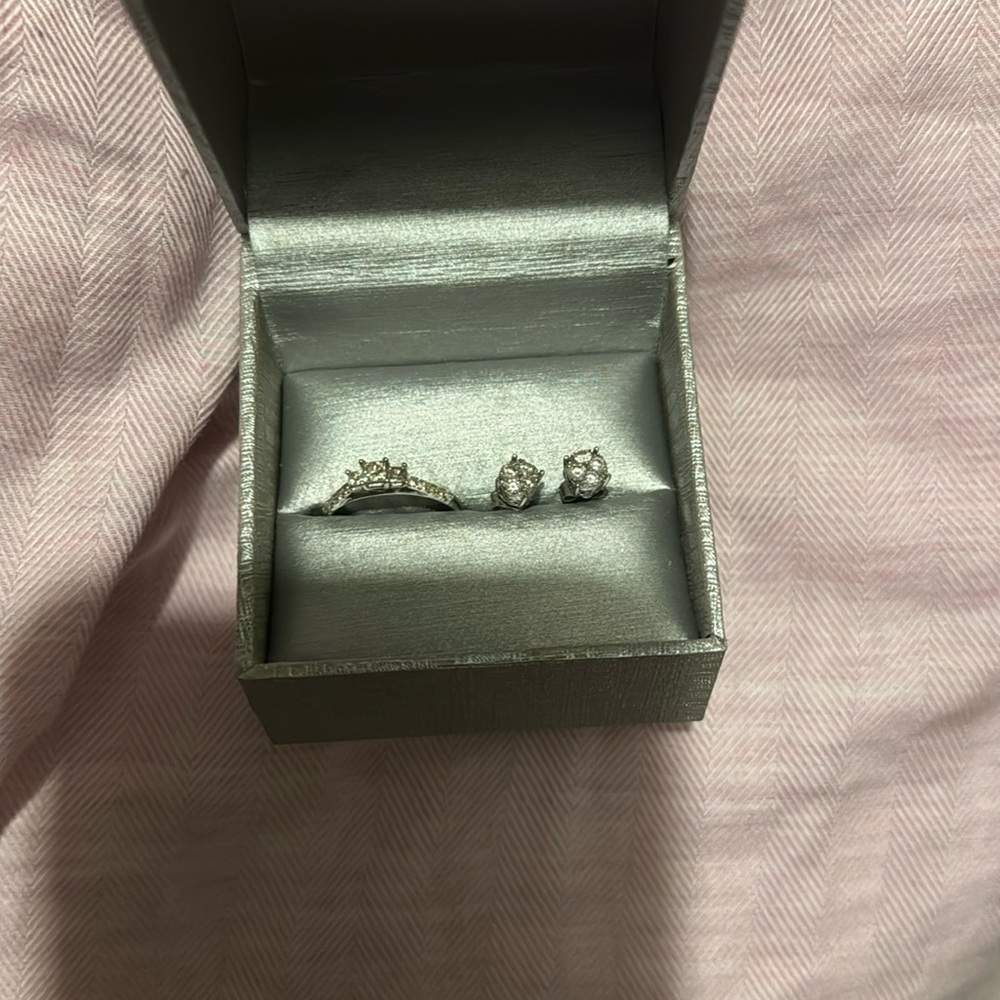 Zales real diamond earrings and ring. Buy one or both $802.48 purchase for both